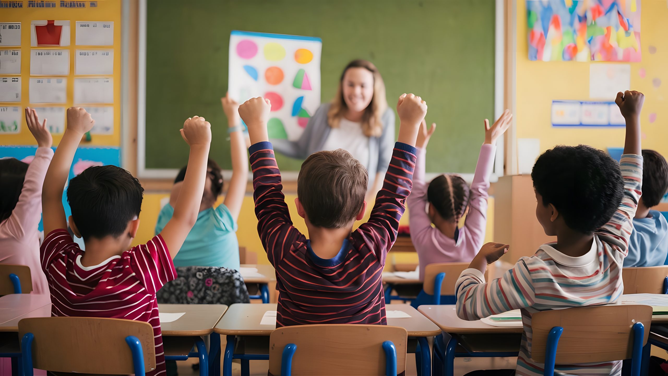 profesora educando a jovenes estudiantes